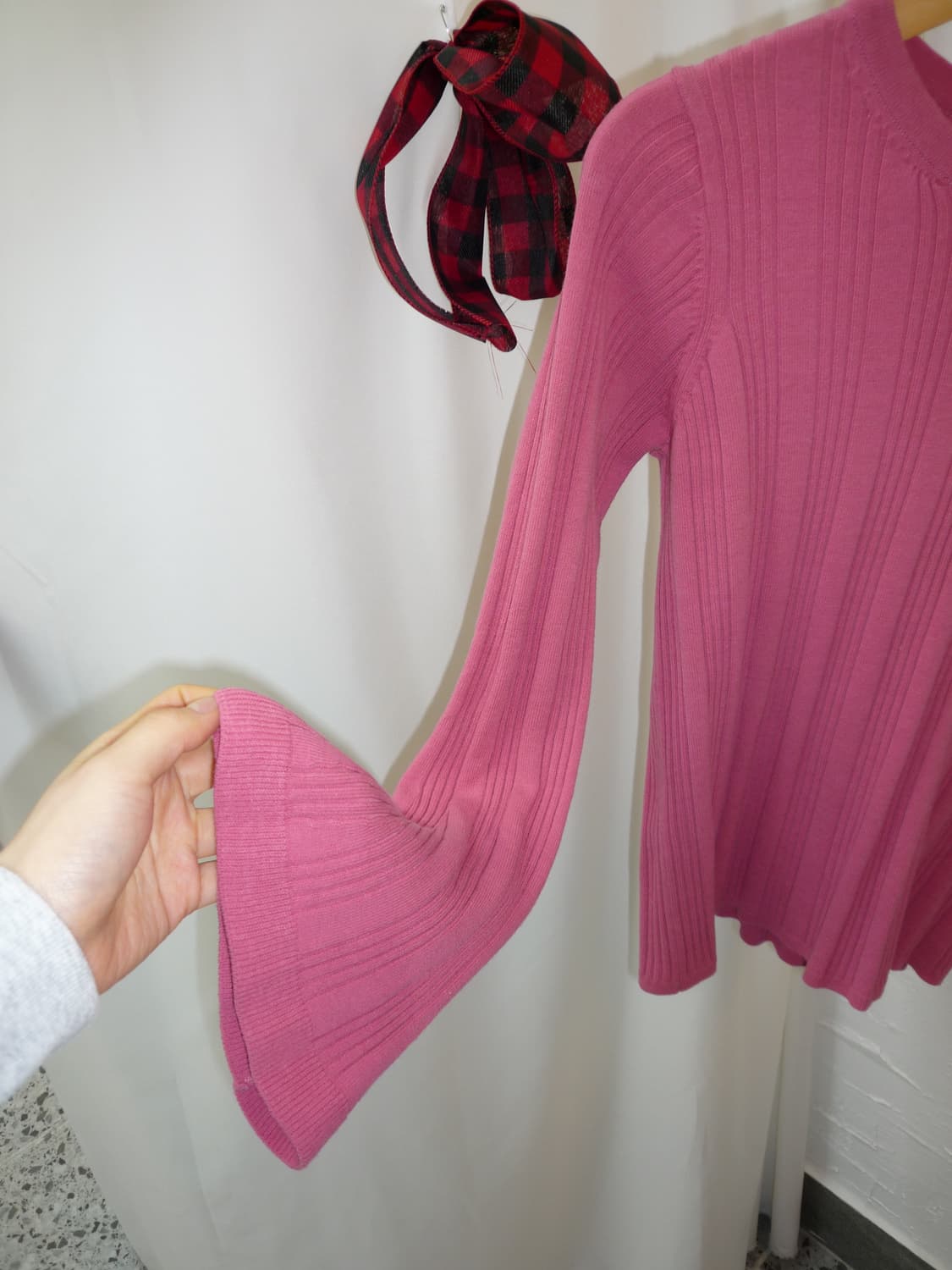 flared cuff pink knit 상품이미지6
