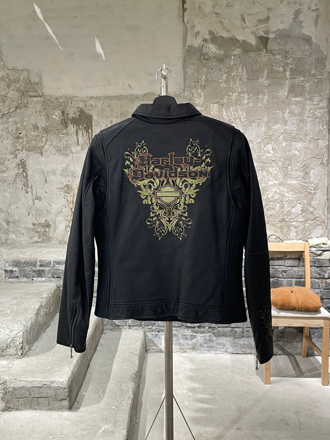 할리 데이비슨 우먼 블랙 레더 라이더 자켓 상품이미지1