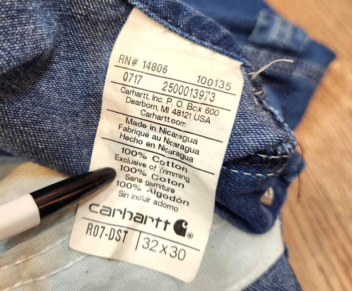 남,여 31사이즈 미만) carhartt 칼하트 오버롤 데님 팬츠 상품이미지10