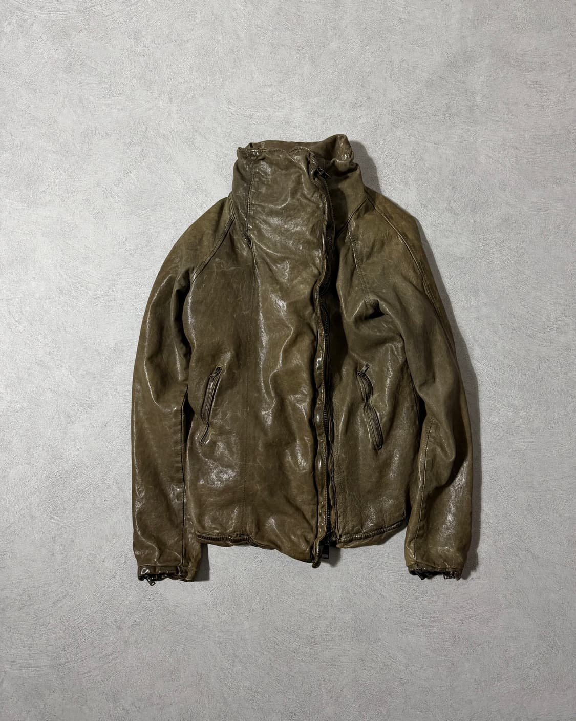 조르지오브라토 주름가공 하이넥 레더자켓 상품이미지1
