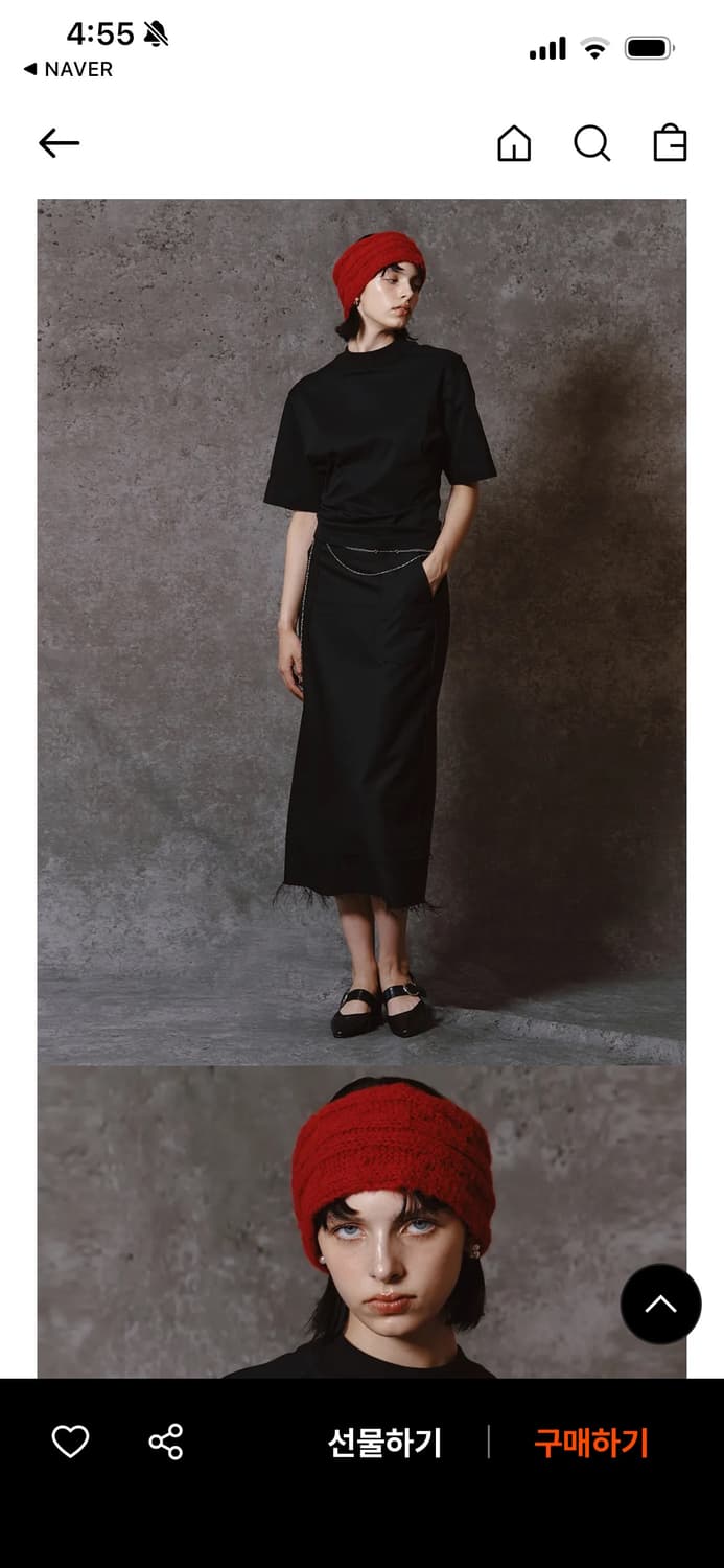 민더리 니트 헤어밴드 레드 상품이미지3