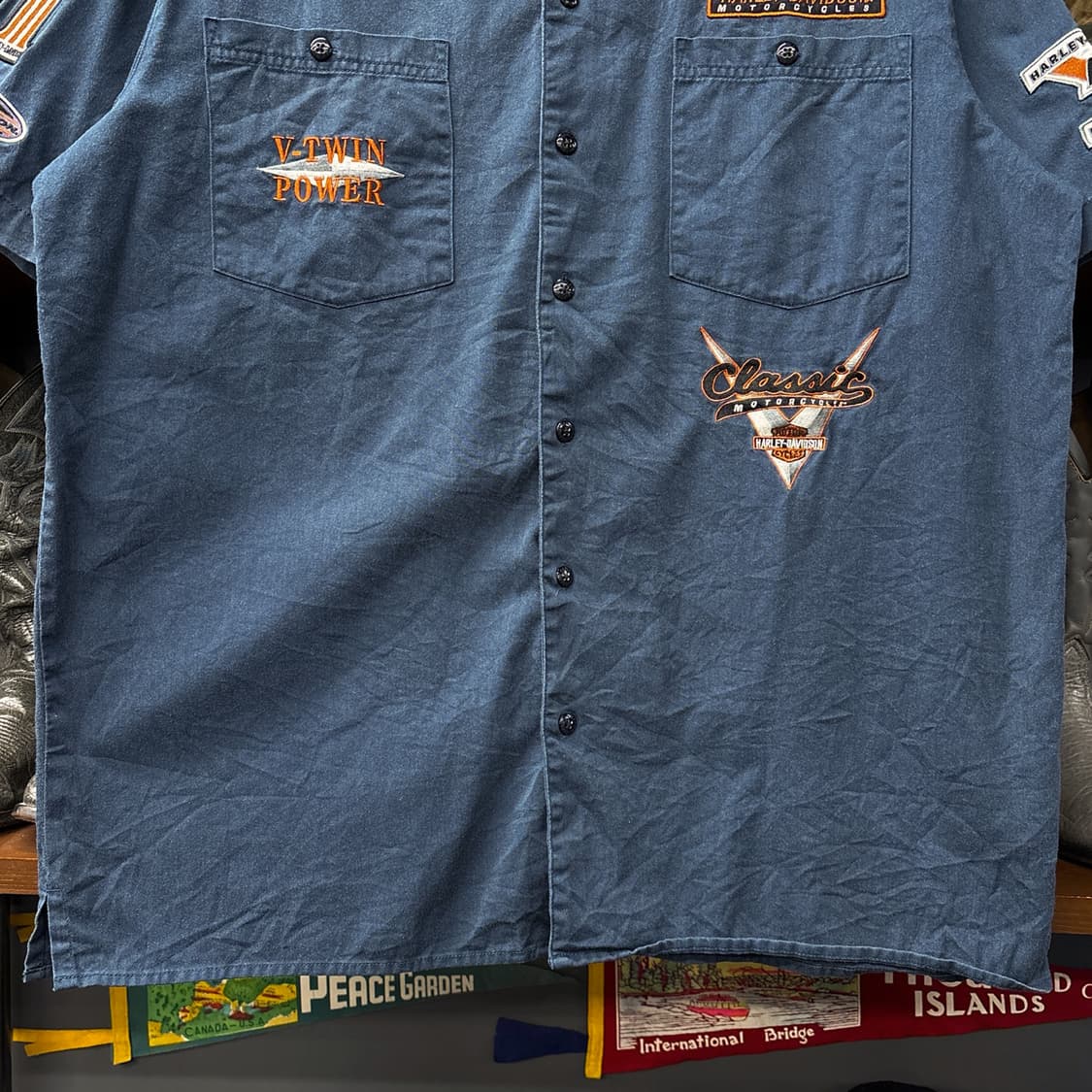 00s 할리데이비슨 코튼트윌 시그니처 패치아트 워크셔츠 N1251 상품이미지4