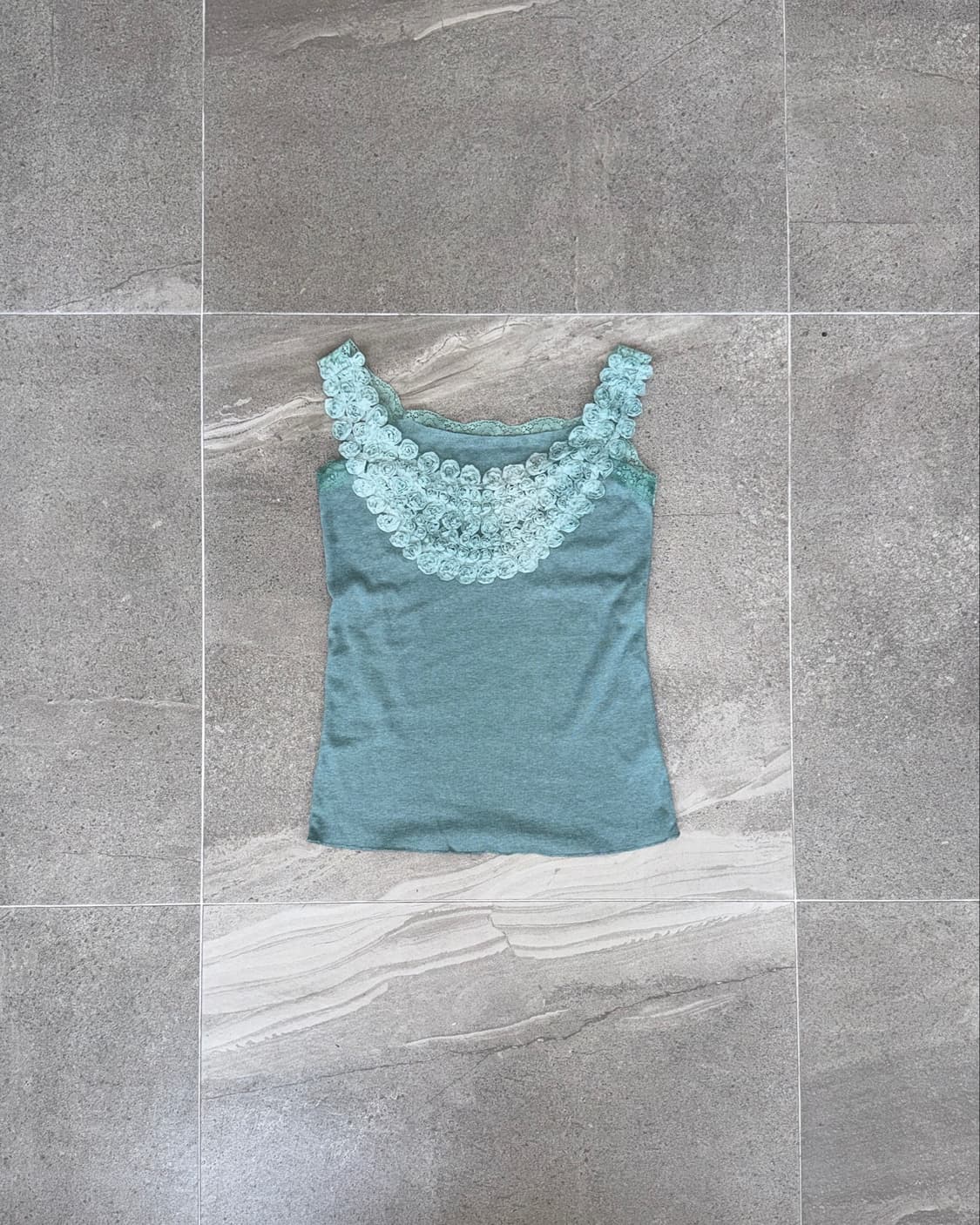 Mint rose lace trimmed sleeveless  상품이미지1