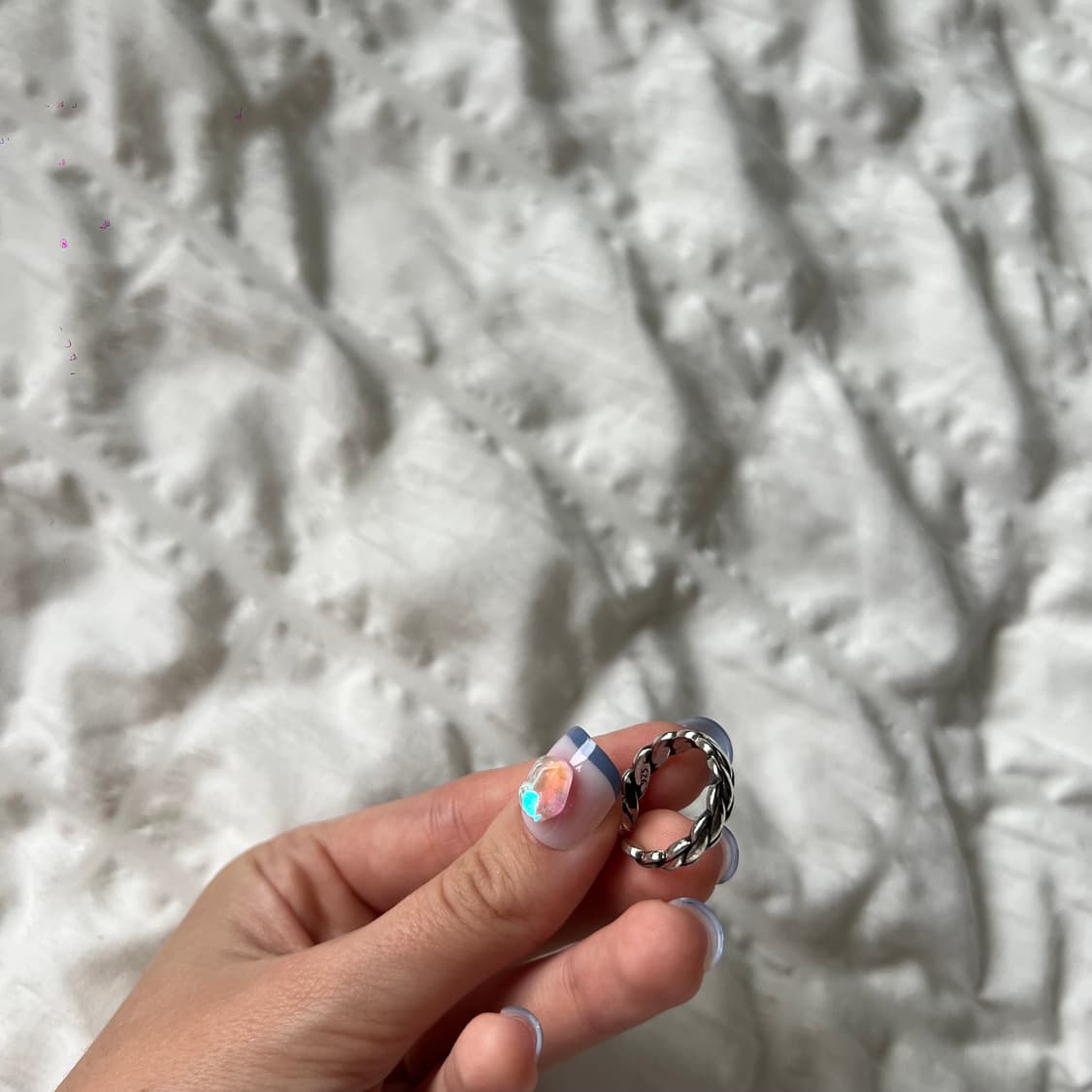 실버 트위스트 체인 반지 상품이미지3