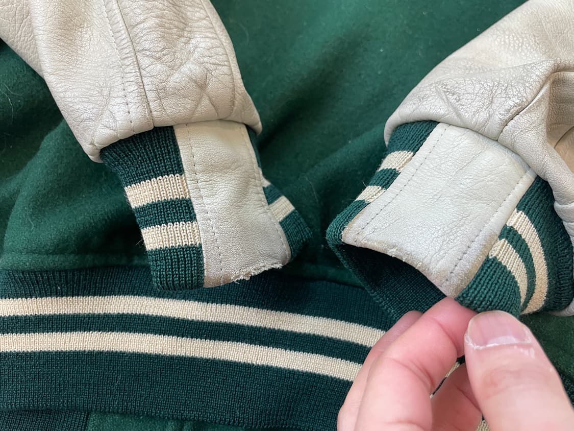 빈티지 아이비 울 멜톤 레더 슬리브 바시티 자켓 J03771 상품이미지5