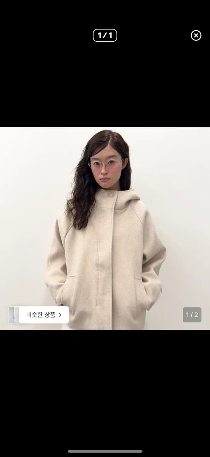 타입서비스 후드 하프 코트 오트밀 상품이미지1