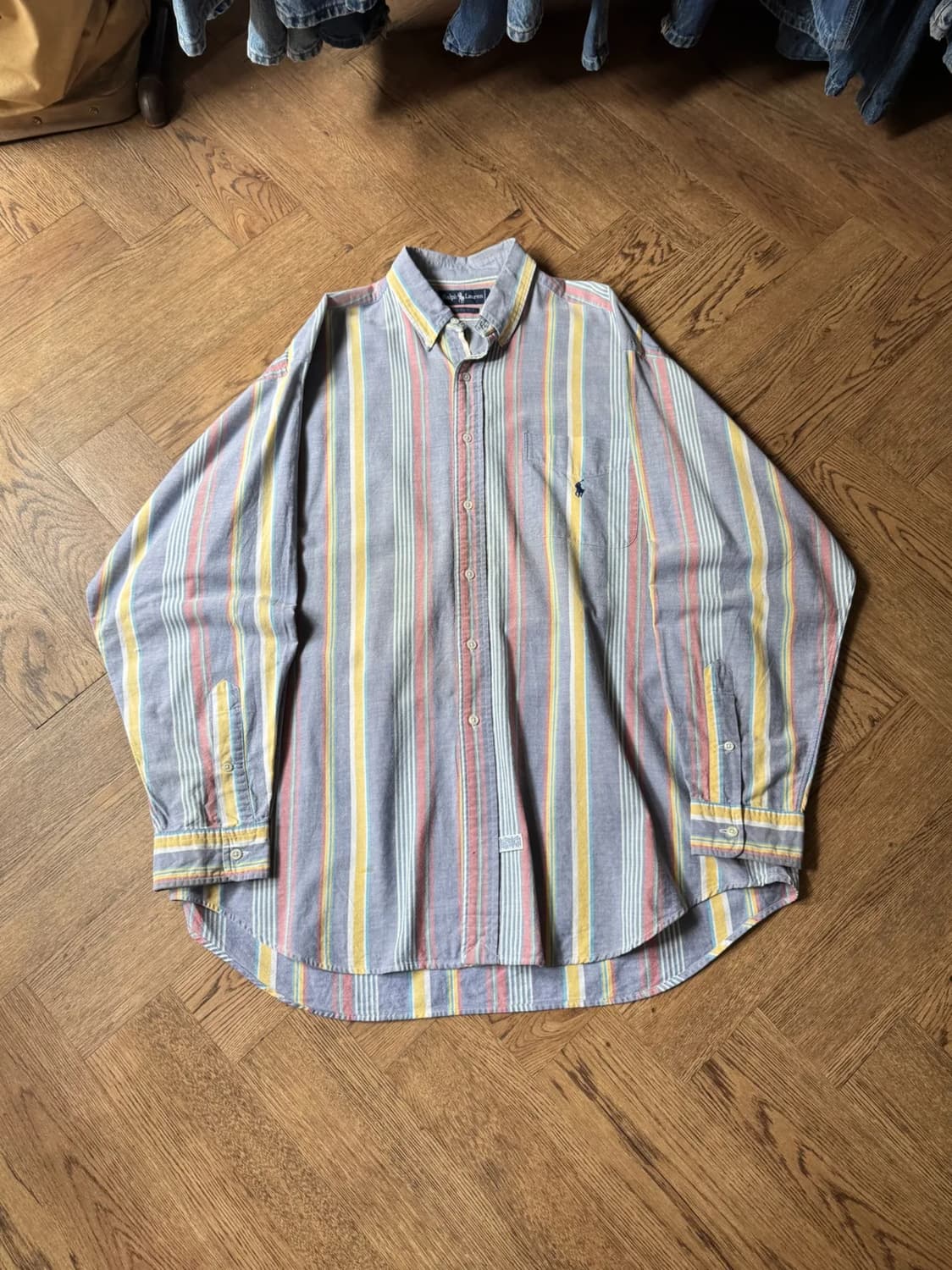 [L]90s 폴로 랄프로렌 Big Shirt 컬러 스트라이프 옥스포드셔츠 상품이미지1