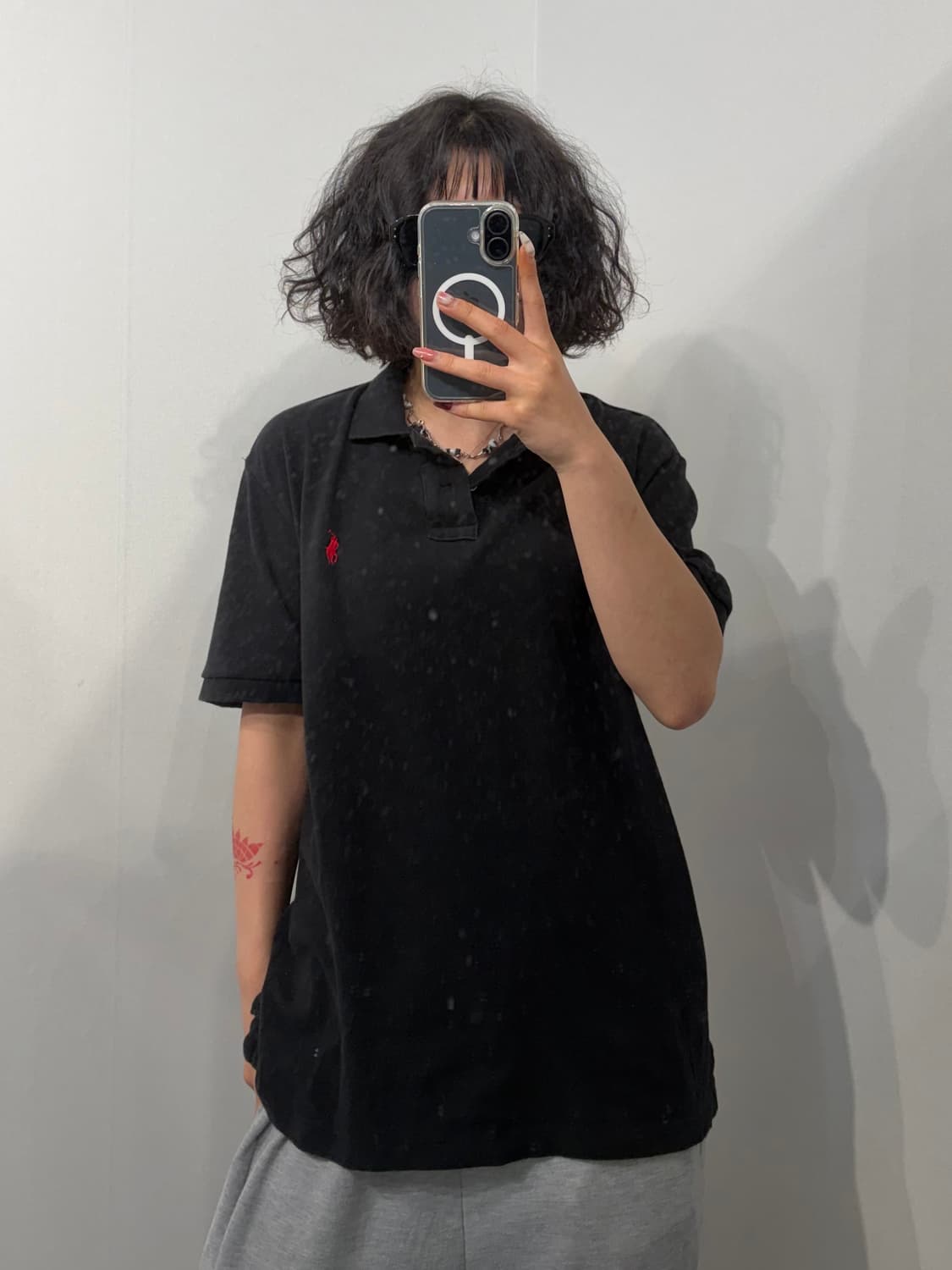 L 폴로 랄프 로렌 블랙 피케 반팔 폴로 셔츠 상품이미지1