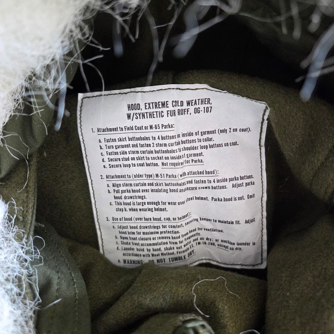 [새 것]m65 피시테일파카 오리지널 개파카 후드 모자 상품이미지6