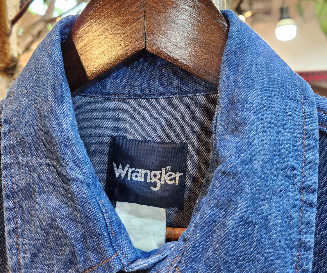 80-90s 랭글러 데님 카라 빈티지 반팔 셔츠 상품이미지4