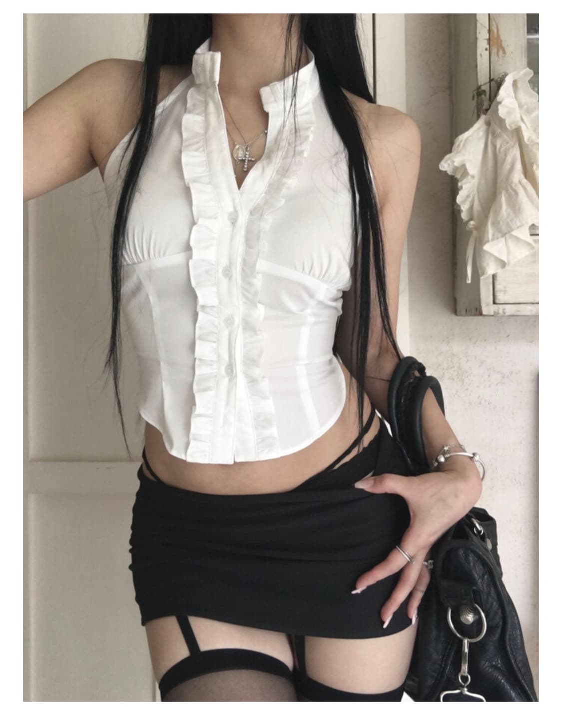 엔젤넘버555 레이스 러플 셔츠 상품이미지1