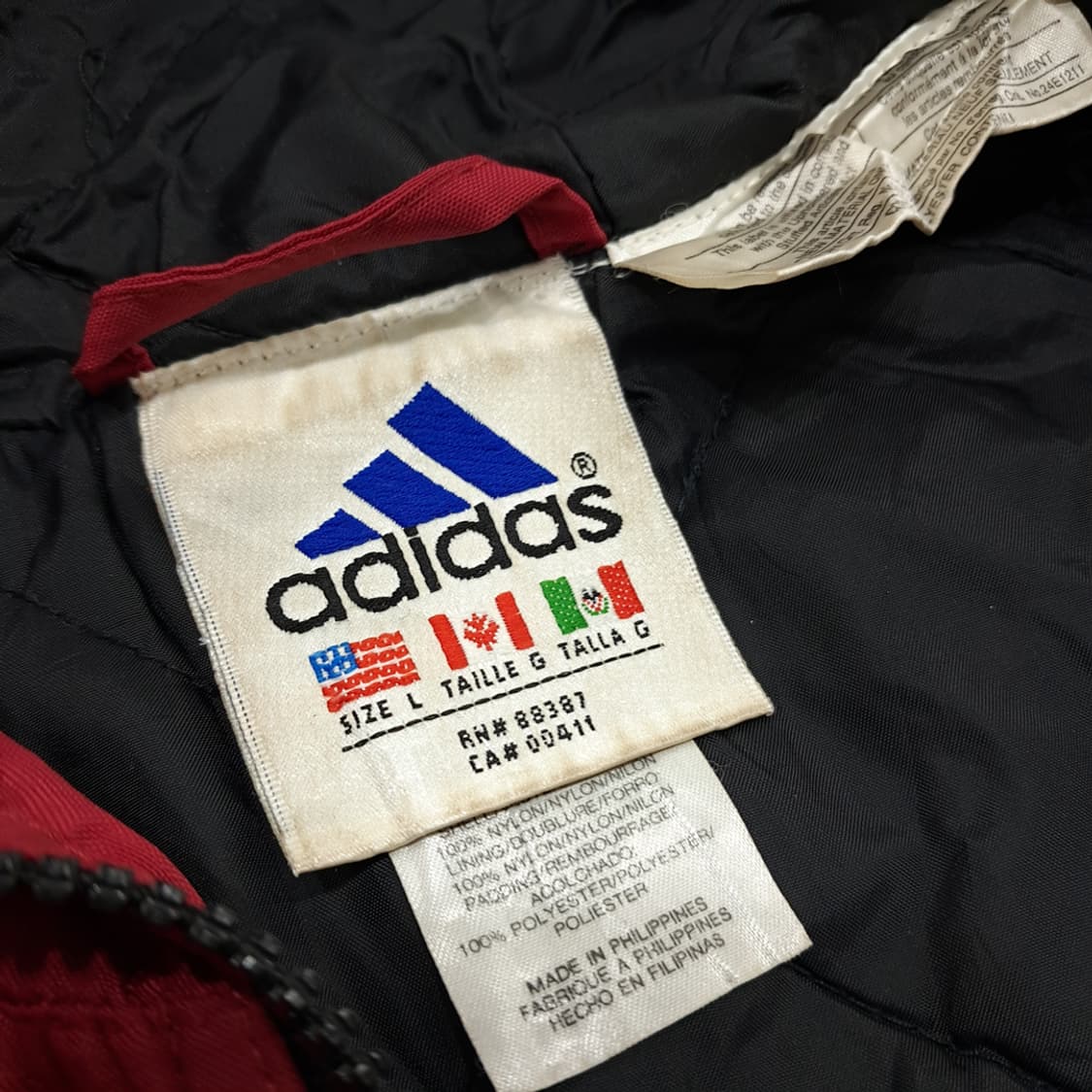CN893 L 아디다스 레드 블랙 컬러블록 후드 자켓 점퍼 상품이미지5