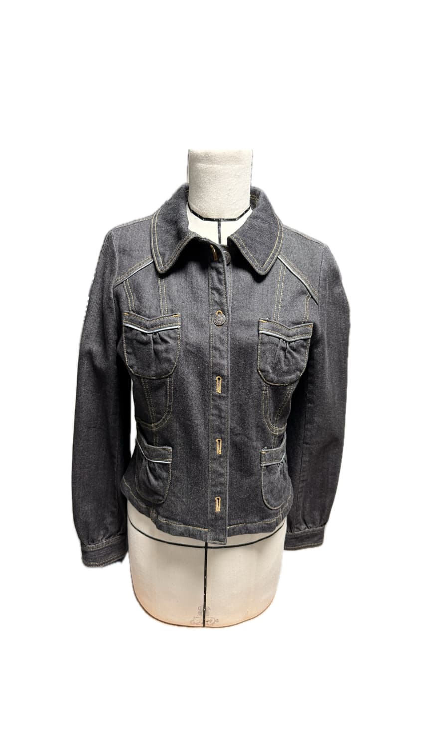 빈티지 배색 스티치 워싱 포켓 데님자켓 상품이미지1