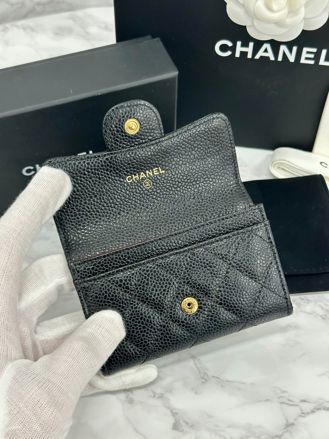 [풀구성] 샤넬 클래식 골드메탈 카드지갑 캐비어 블랙 상품이미지7