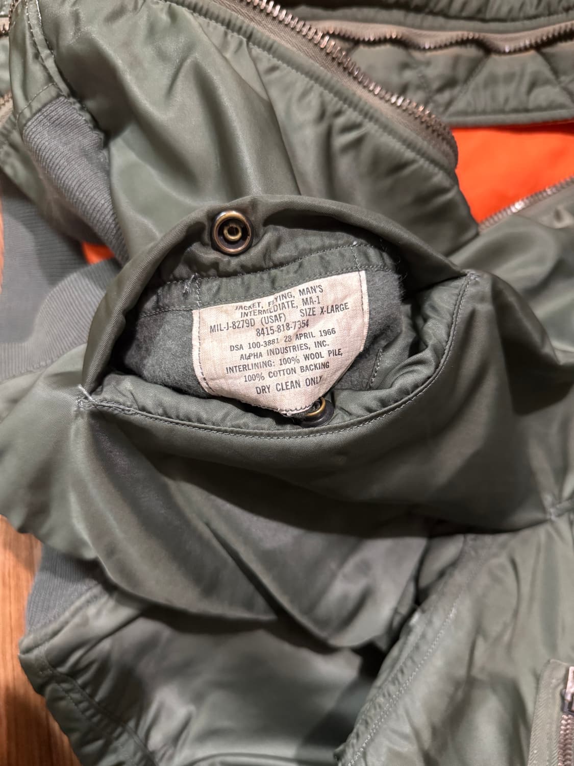 60s 오리지널 ma-1 자켓 D타입 상품이미지5