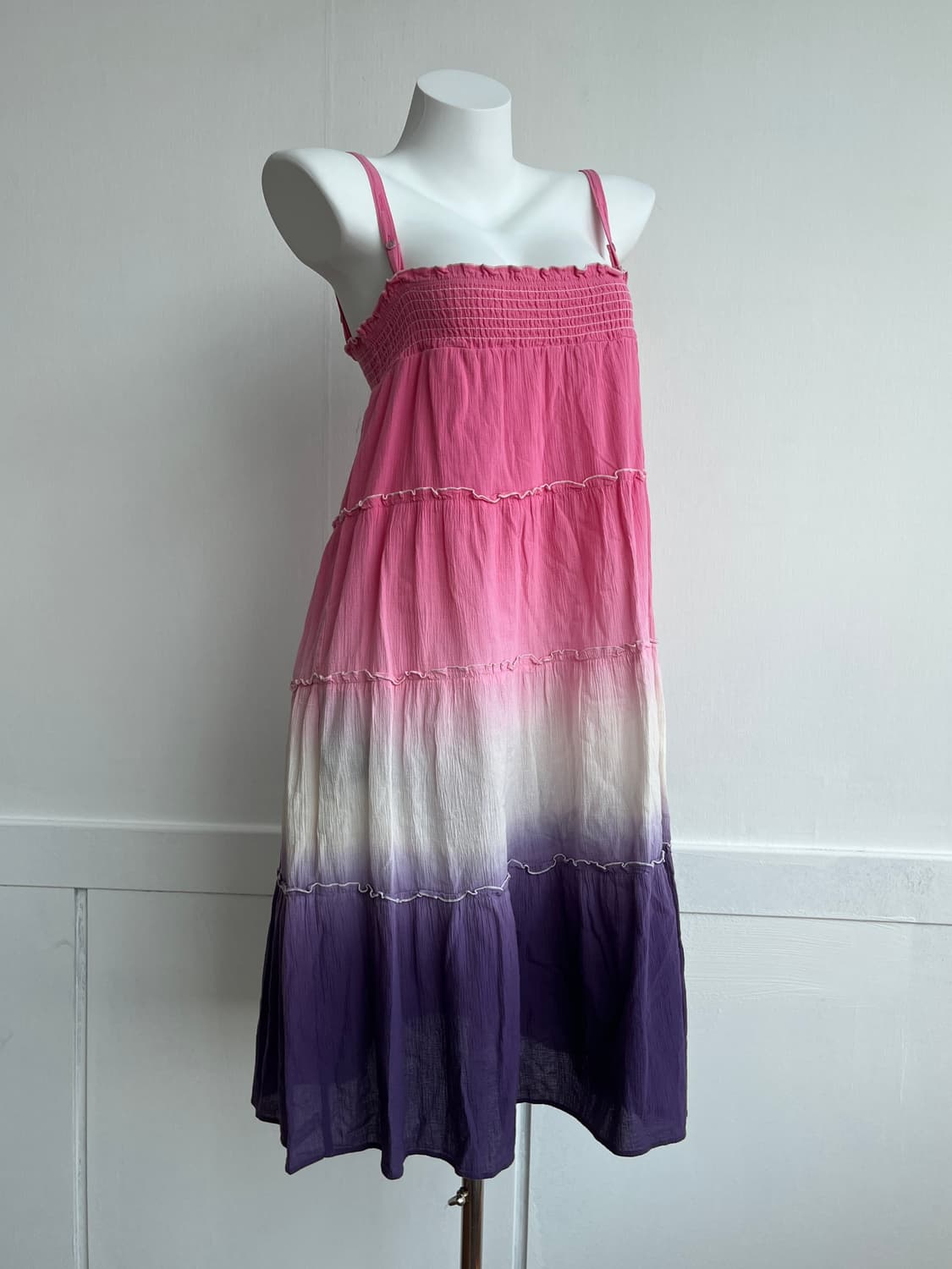 핑크 퍼플 타이다이 티어드 슬립 원피스 상품이미지1