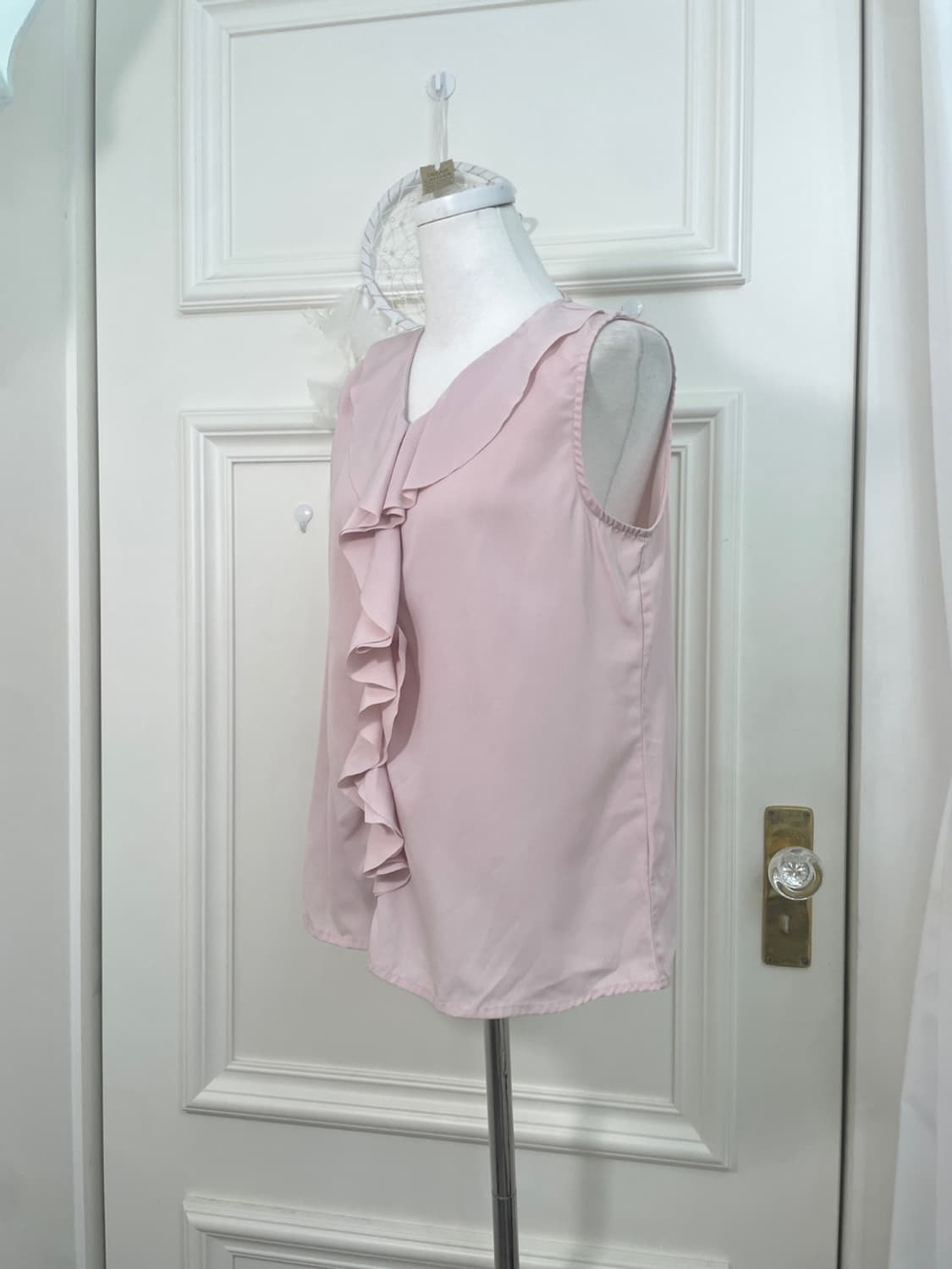 pink ruffle summer sleeveless blouse 상품이미지2