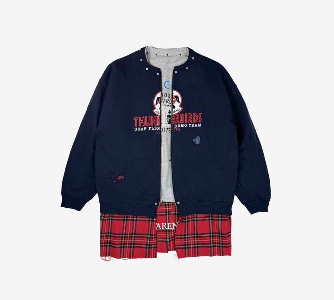 레저렉션13 리버시블 집업 스웨트 셔츠 빈티지 리메이크 상품이미지3