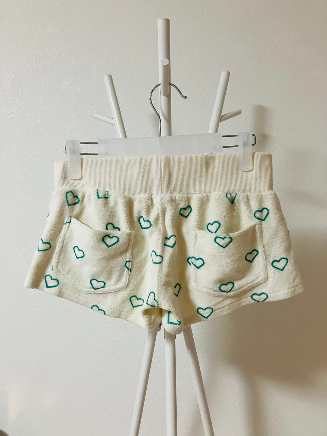 하트패턴 테리 트레이닝복 세트 후드집업 반바지 갸루 y2k 상품이미지4