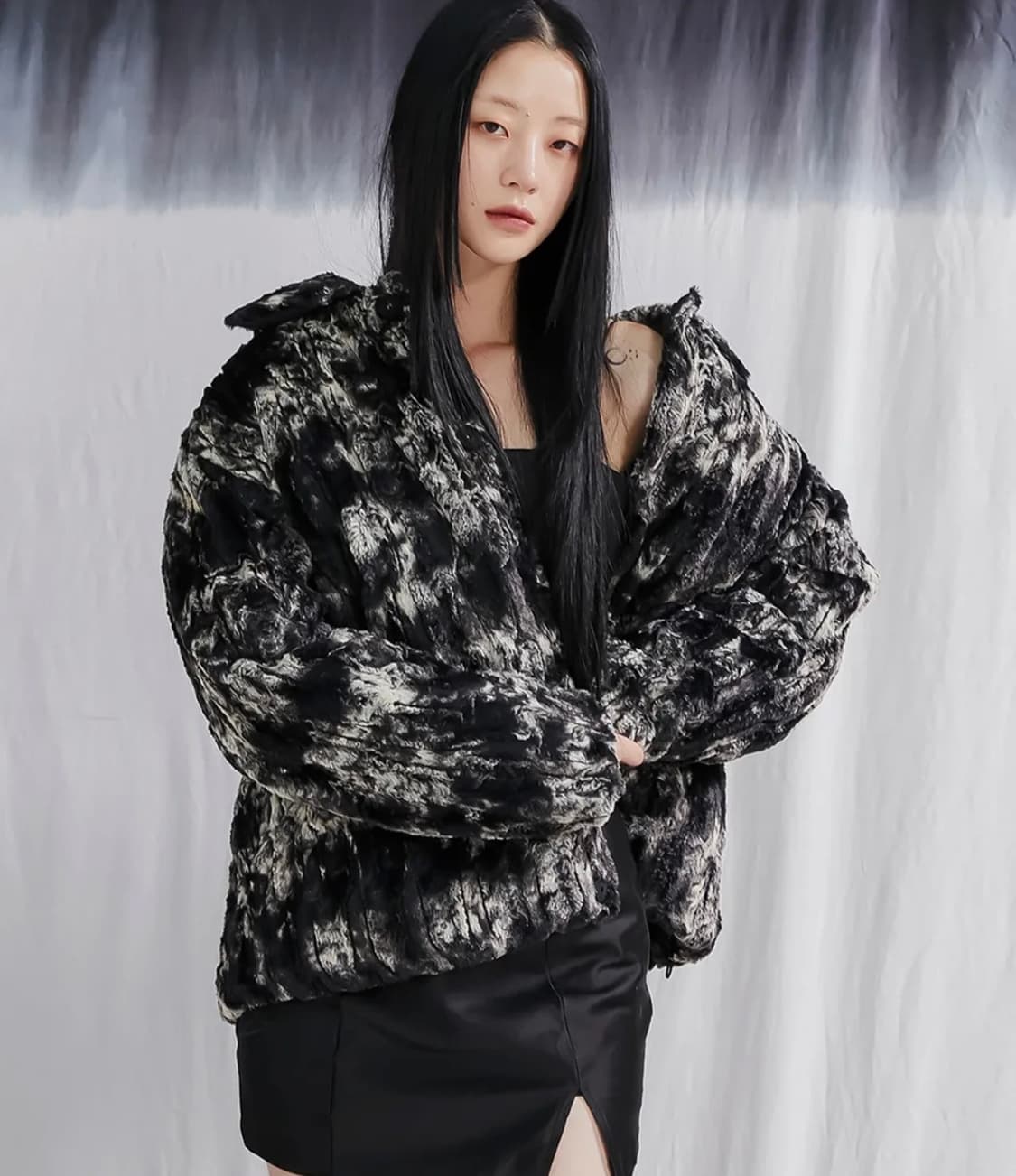 플레어업 퍼자켓 블랙&화이트 상품이미지1