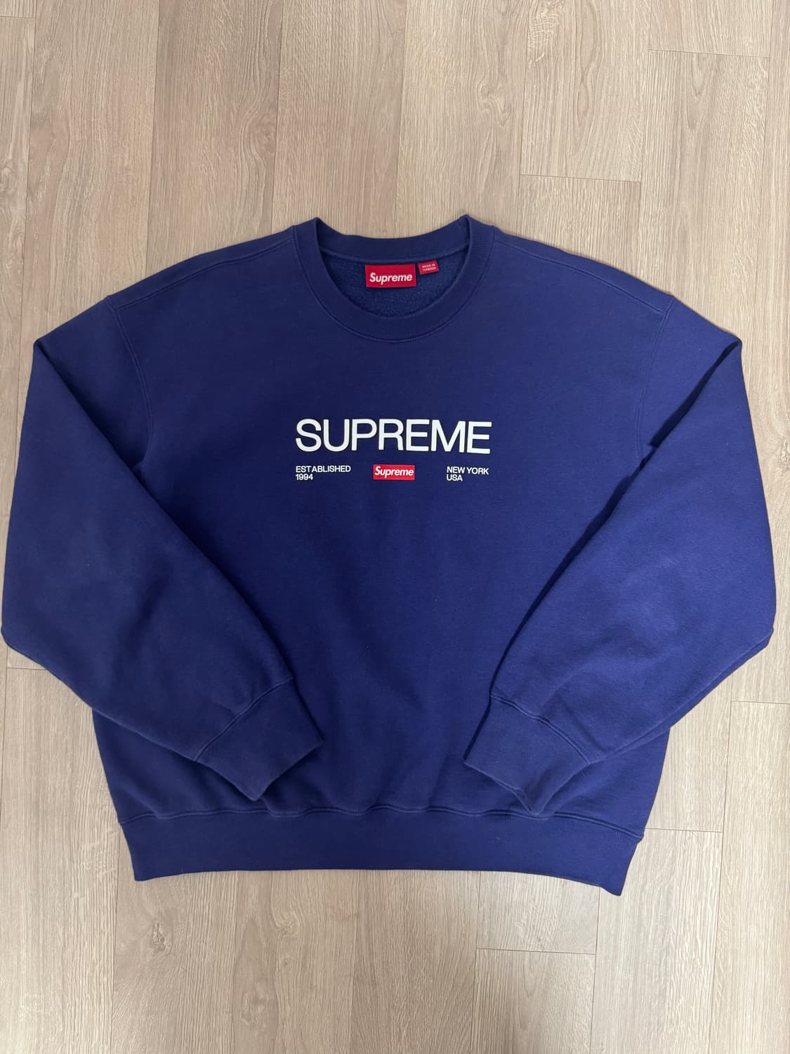 [M]슈프림 이스테블리시드 크루넥 워시드 네이비 상품이미지1