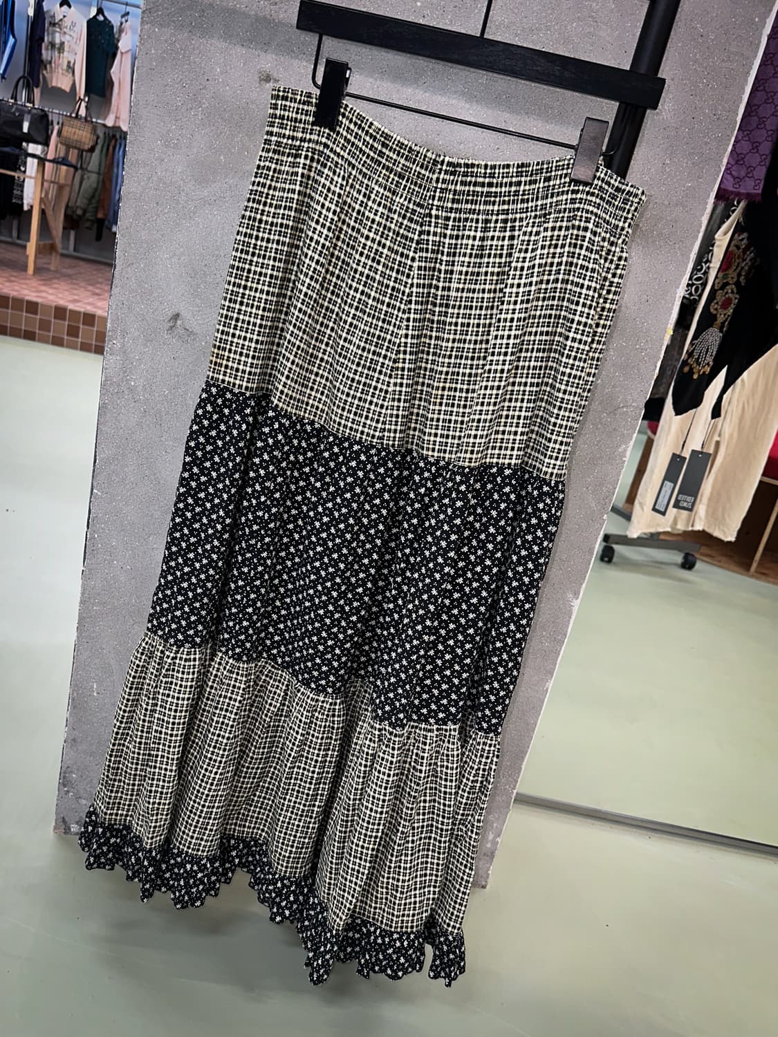 check flower cancan long skirt 상품이미지3