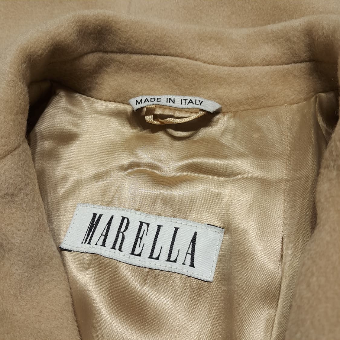 CL283 L 마렐라 90s 이태리판 울캐시미어 싱글 카멜 코트 상품이미지4
