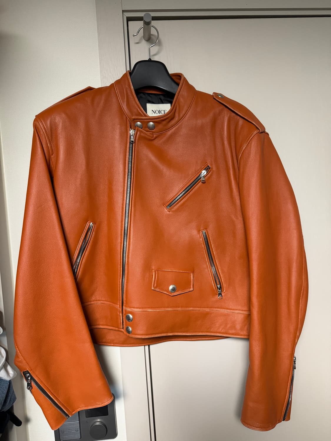 노이스  바이커 램스킨 레더 자켓 브라운 L size 상품이미지4