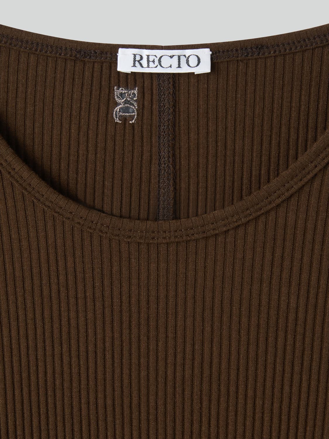 렉토 26SS 골지 립 저지 져지 탑 긴팔 롱슬리브 티셔츠 브라운 상품이미지8