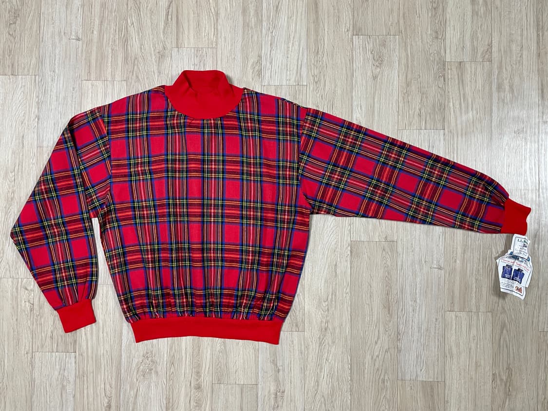 100) 80s 엘엘빈 플란넬 모크넥 맨투맨(데드스탁)RRL&LVC&폴로 상품이미지1