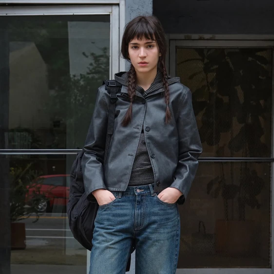 삽니다) 로우클래식 washed artificial leather jk 상품이미지1