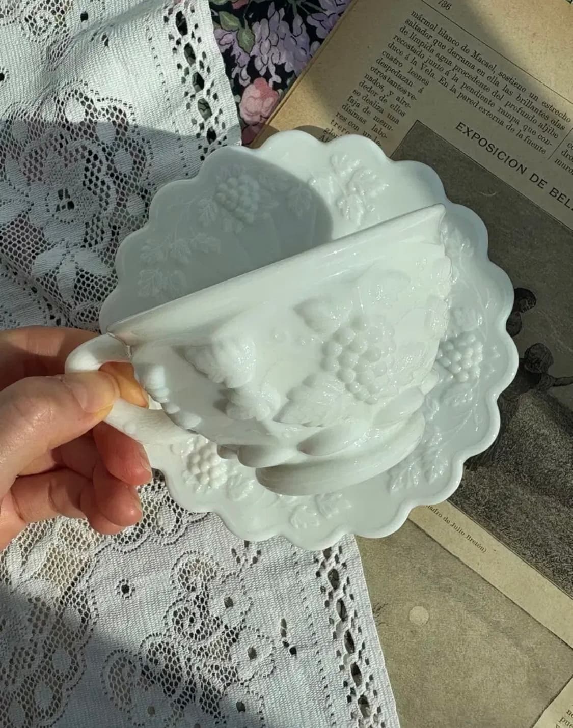 미국 Westmoreland 패널드 그레이프 찻잔 듀오세트 상품이미지1