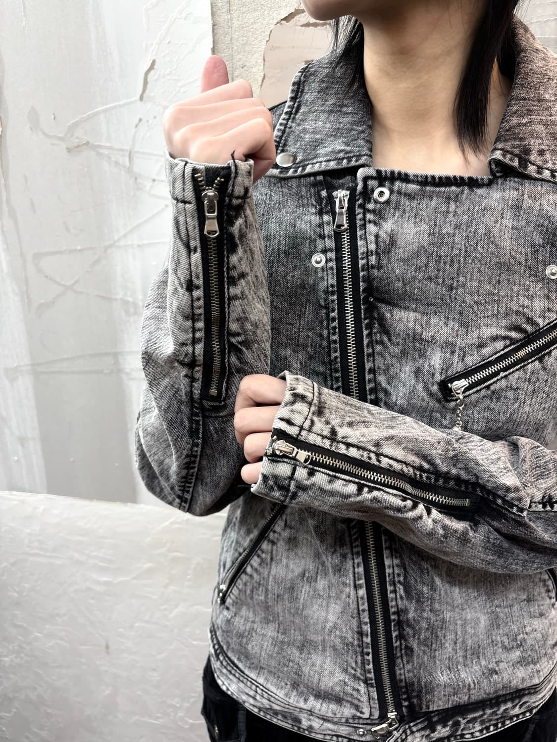 grey washed denim jacket 상품이미지6