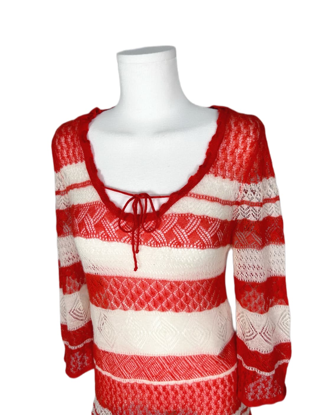 mohair crochet red stripe knit 상품이미지3