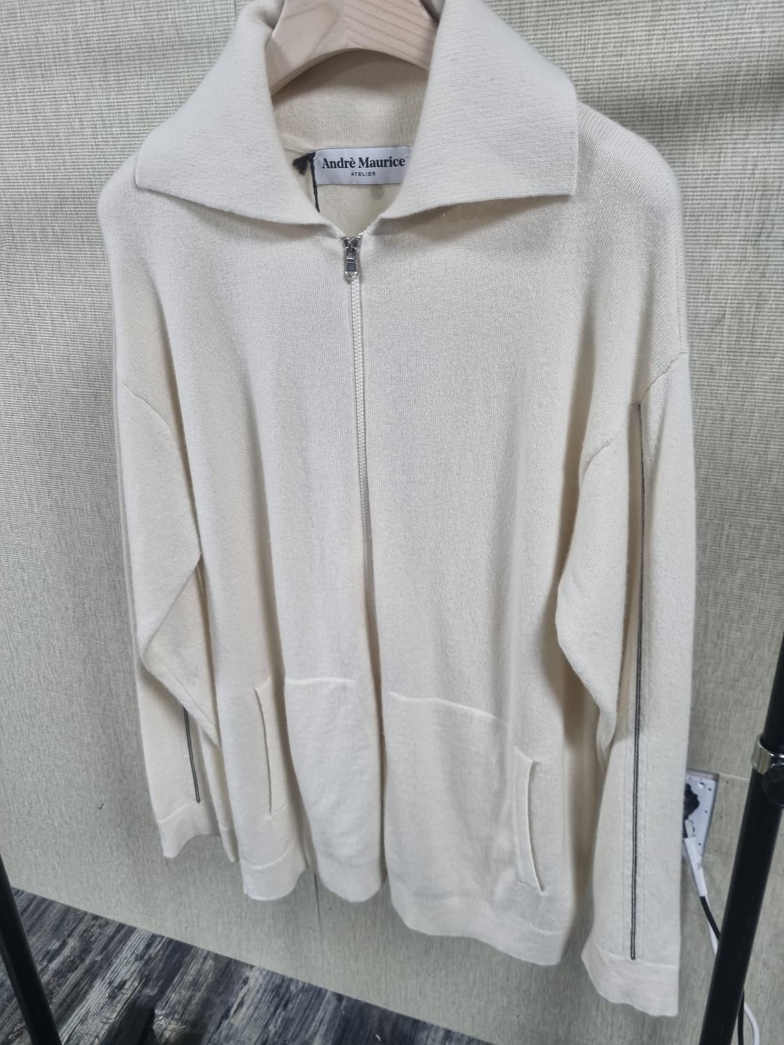 이태리 명품 안드레모리스 캐시미어 100% 집업 아이보리 상품이미지1