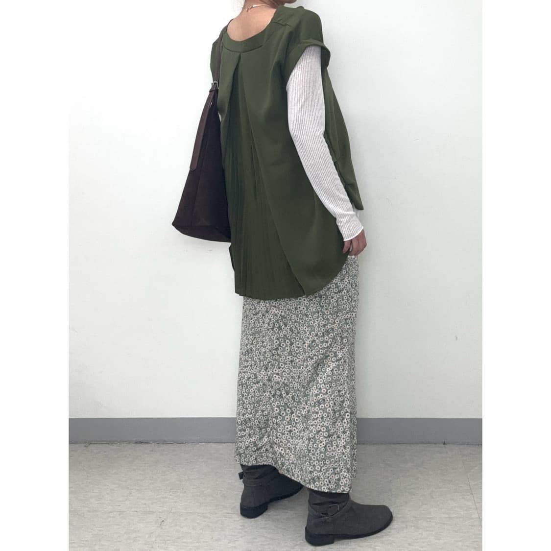 빈티지 민트 플로럴 머메이드 스커트 상품이미지3