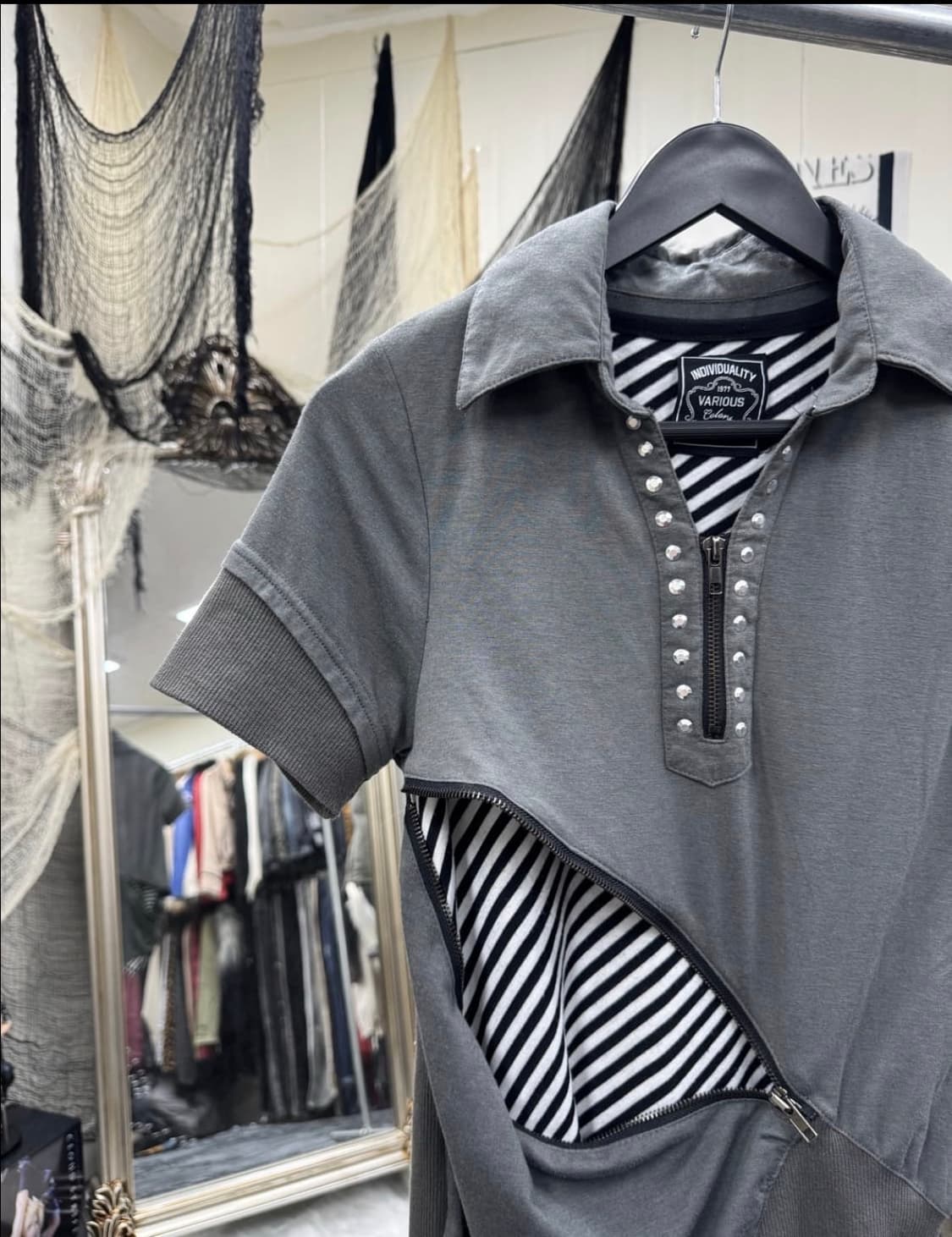 Japanese vintage zipper layered pk top 상품이미지2