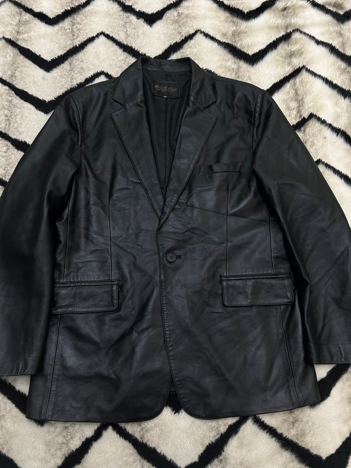 [2XL]빈티지 원버튼 양가죽 블레이저/블랙 상품이미지2