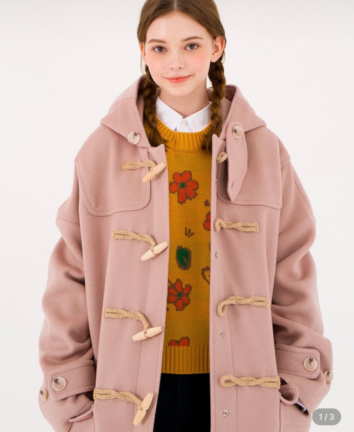 메인부스 핑크 더플코트 상품이미지2