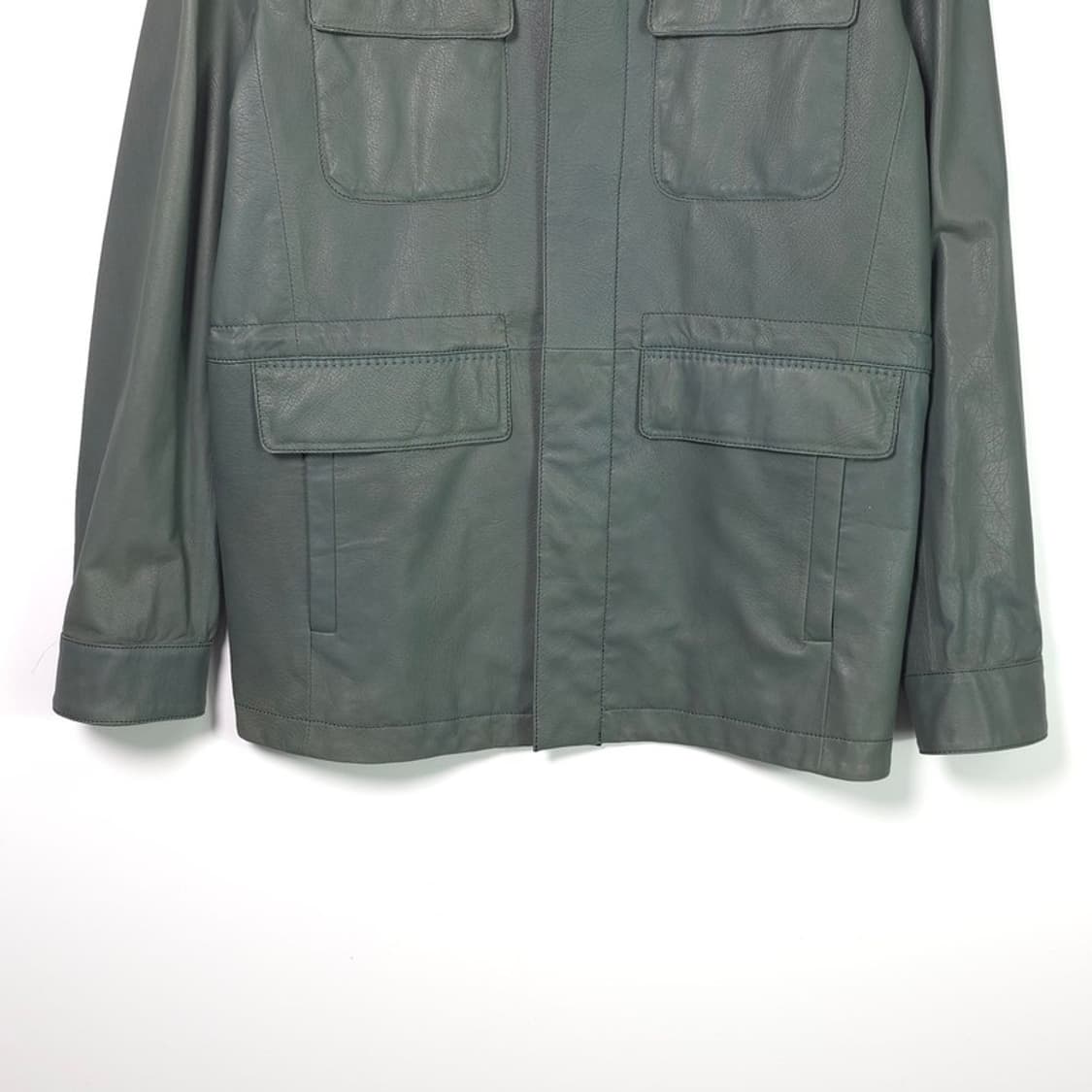 그린 레더 미니멀 야상 자켓 XL 상품이미지4