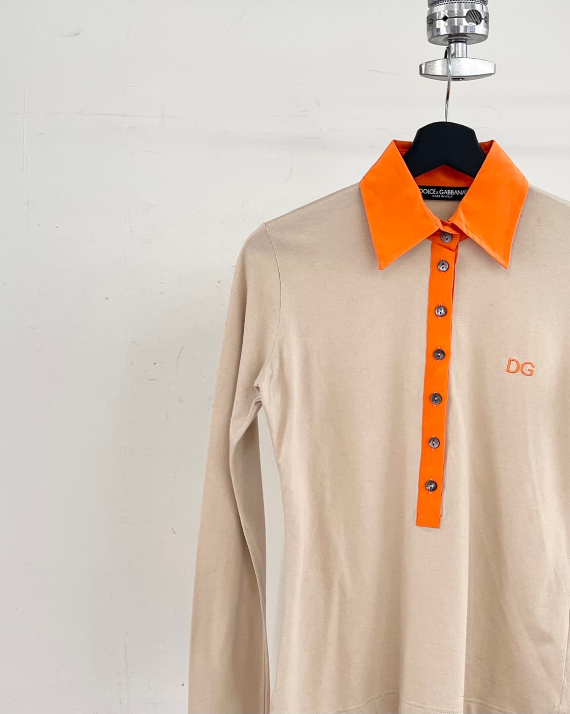 돌체 앤 가바나 베이지 앤 오렌지 롱슬리브 폴로 셔츠 상품이미지3
