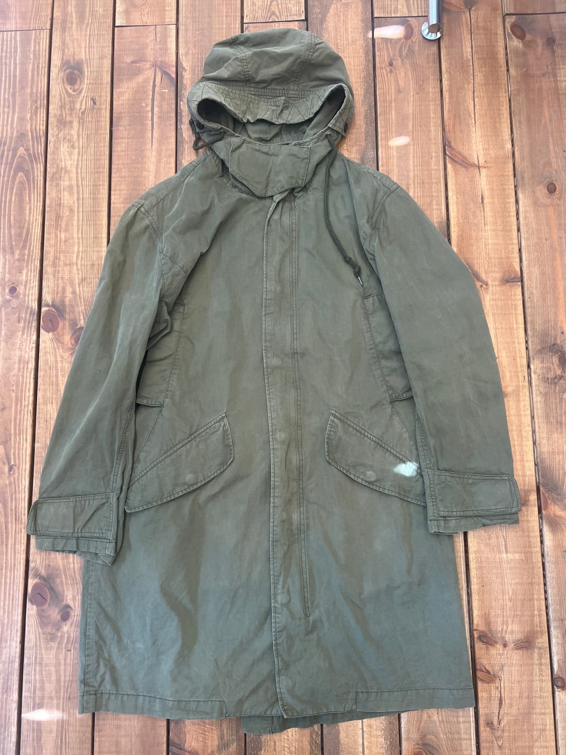 카키 후드 롱 파카  상품이미지7