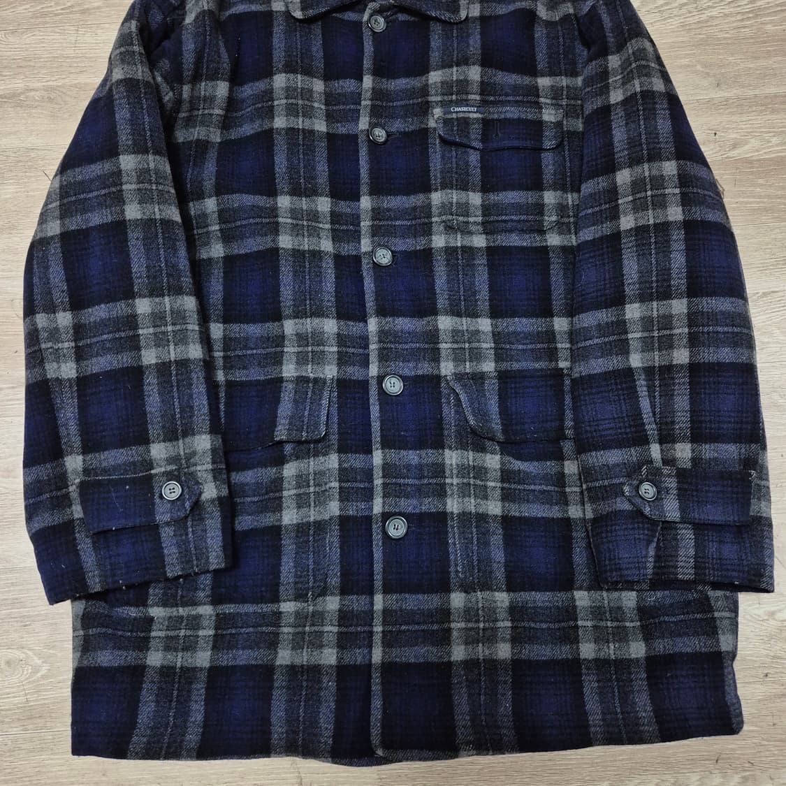 CHASECULT 체이스컬트 누빔 안감 버튼 체크 싱글 코트 L(100) 상품이미지3