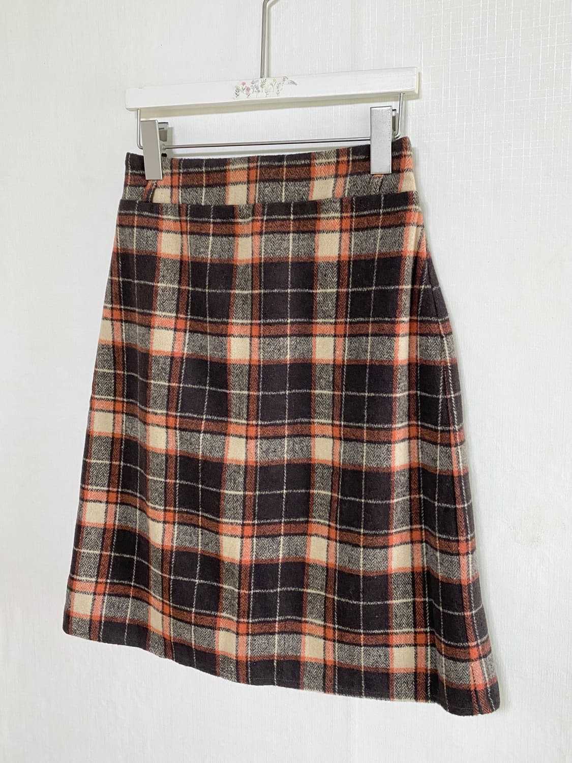 Brown Orange Check Midi Skirt 상품이미지3