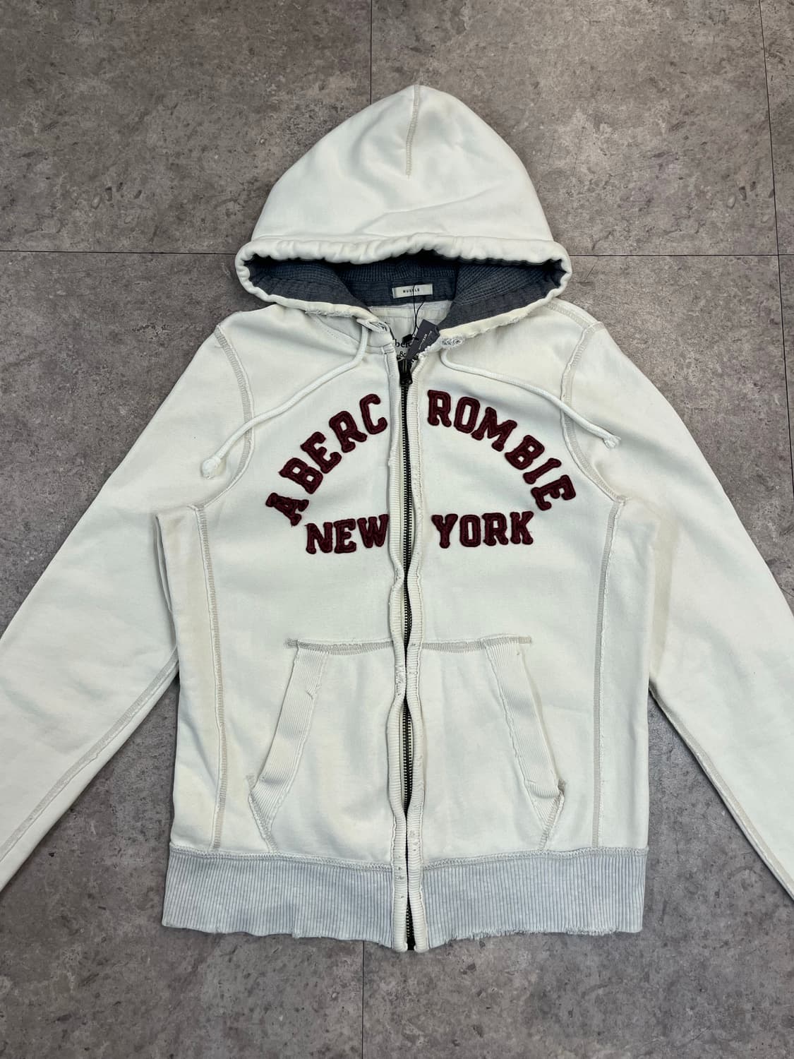아베크롬비 기모 후드집업 화이트 M #csz3974 상품이미지4