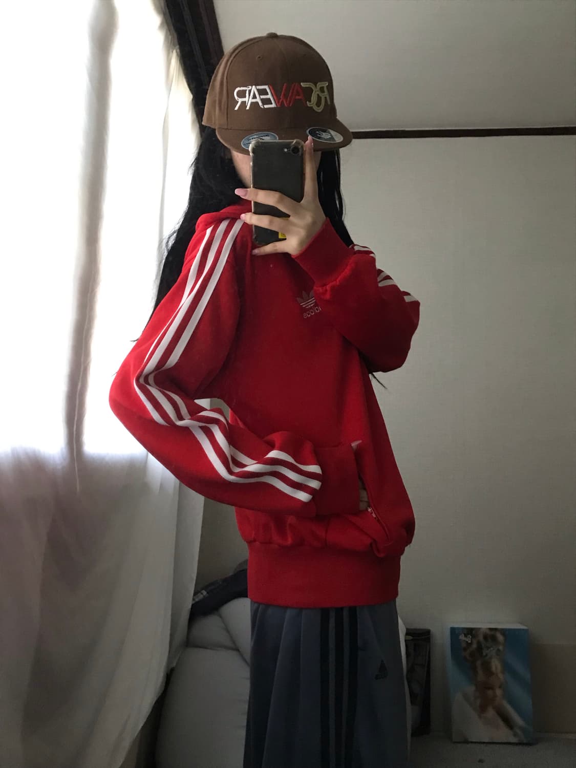 아디다스 레드 오버핏 후드 져지 상품이미지5