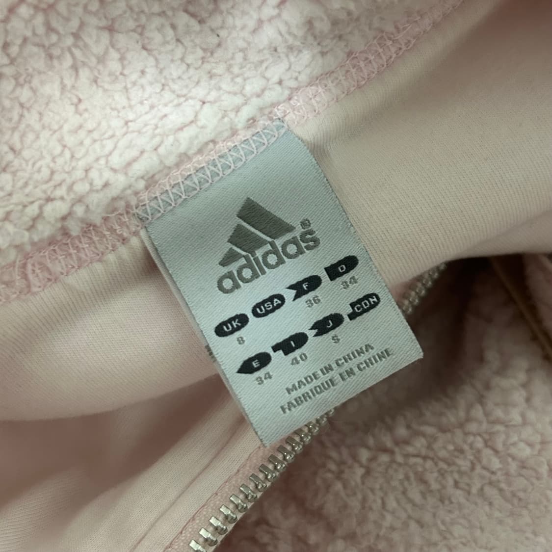 아디다스 대장 일본판 빅로고 쉐르파 플리스 후리스 양털 집업 베이비 핑크 상품이미지6