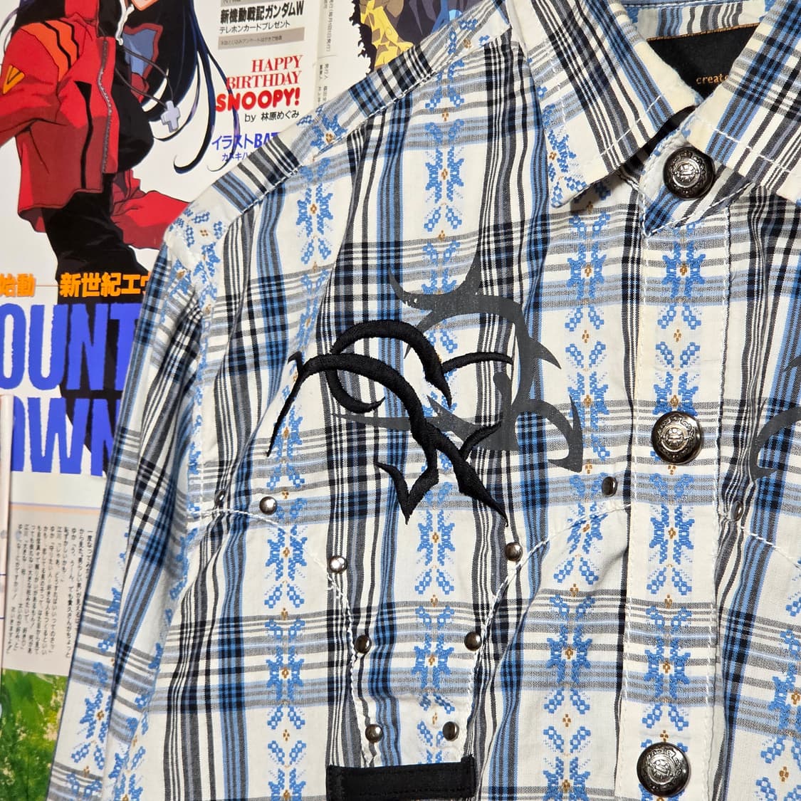 JPN 펑크 스터드 웨스턴 체크 셔츠 상품이미지3