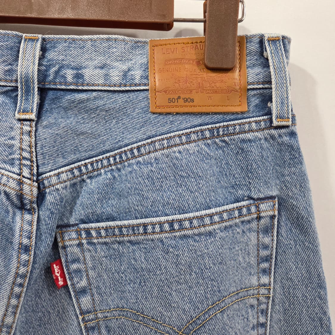 90s 리바이스 501 빅E 셀비지 연청 데님팬츠 26/30 상품이미지4