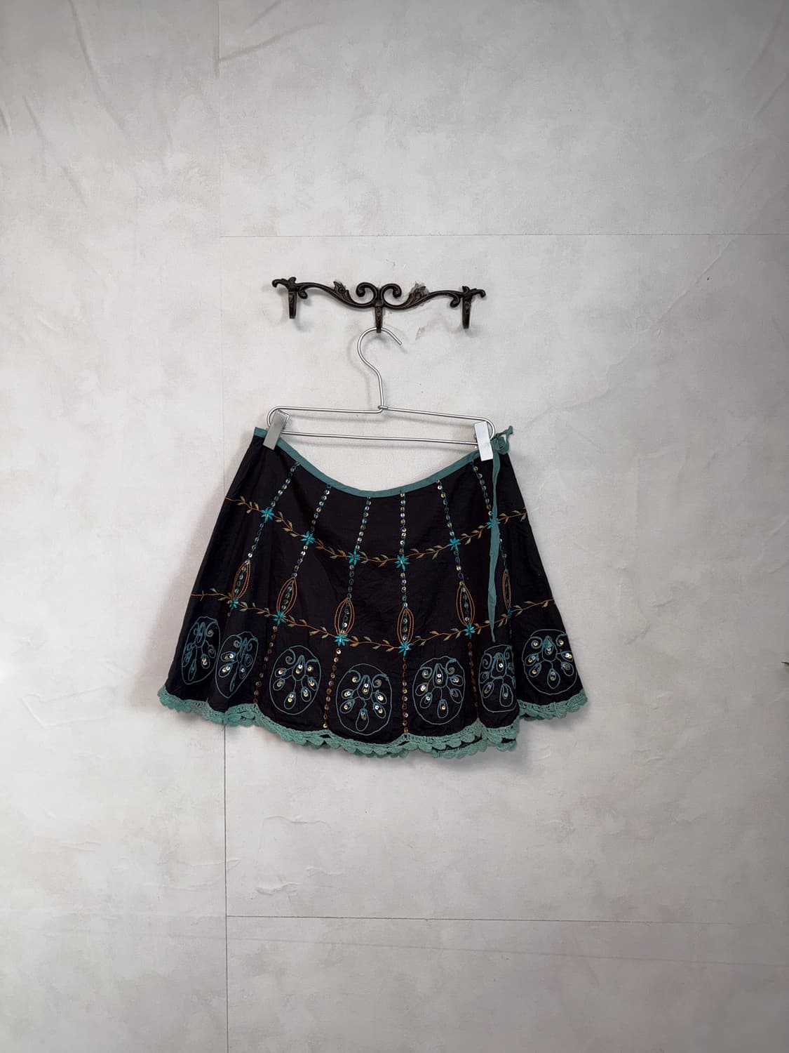 Blue brown ethnic embroidered cotton sk 상품이미지2